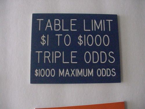 1970&#039;s~CASINO GAMING TABLE LIMIT SIGN~Crap Game Player Business Instruction