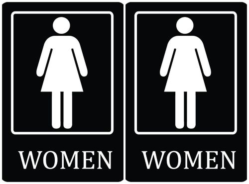 WOMEN Bathroom Sign Two Pack Wall Hanging Restroom Signs For School Or Office