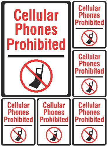 Sign No Cell Phone Cellular Phones Prohibited Testing Office 6 Pack Signs s53