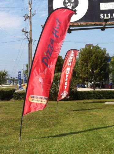 15&#039; full color custom tall swooper advertising flag feather banner +pole &amp; spike for sale