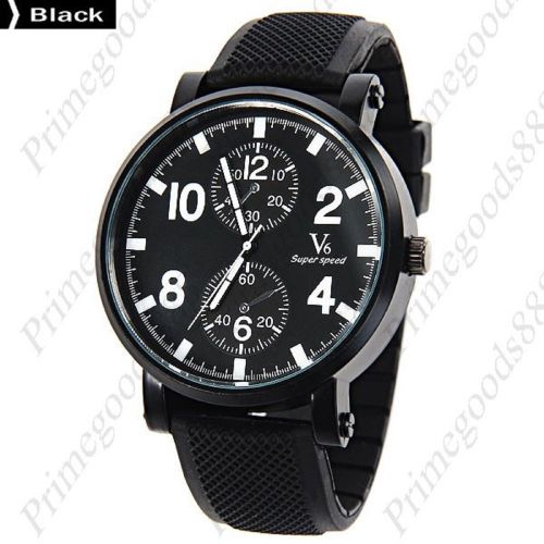 V6 Quartz Sub Dial Super Speed Black Face  Men&#039;s Wristwatch Free Shipping Black
