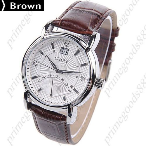 Leather Band Quartz Wrist Date Indicator Free Shipping Men&#039;s in Brown