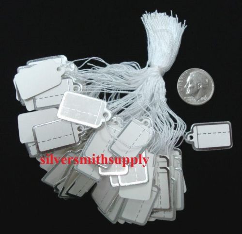 100 Silver foil jewelry price tags write on labels w/string attachment pt001