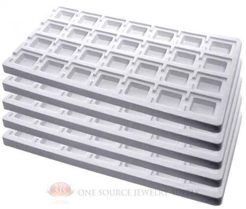 5 White Insert Tray Liners W/ 28 Compartments Drawer Organizer Jewelry Displays