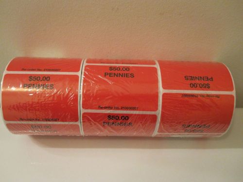 (Qty. 3)  Rolls MMF Coin Tote Bank or Retail Shipping Labels 210030207 Pennies