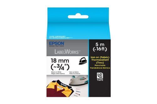 Epson LabelWorks Iron on (Fabric) LC Tape Cartridge ~1/2-Inch Black on White (LC