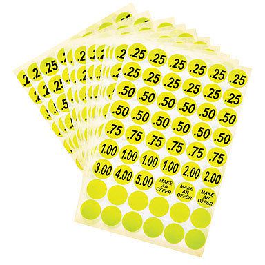 Hy-ko price labels yellow 3/4&#034;  garage sale, yard sale 648 labels new # 30101 for sale
