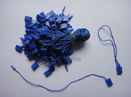 New 1 bag blue Hang Tag String plastic Snap Lock Pin Loop Fastener Hook Ties 7&#034;