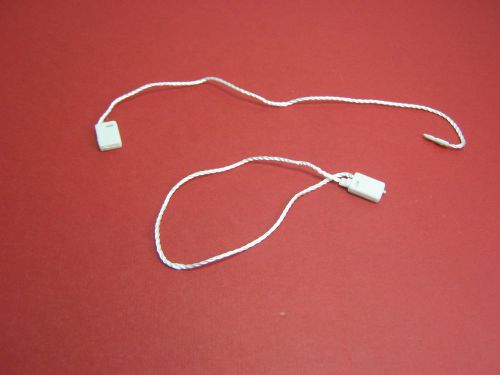 7&#034; 1000 pc white hang tags flat nylon string snap lock pin loop fastener ties for sale
