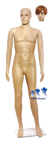 Male mannequin, fleshtone plastic w/ base &amp; wig for sale