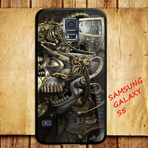 iPhone and Samsung Galaxy - Skull Head Robots Steampunk Gold Metal  - Case