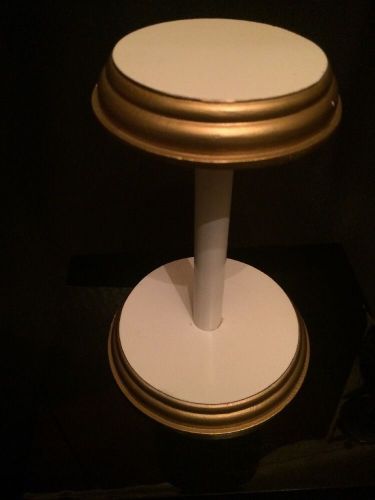 Vintage White with Gold Trim Wooden Hat Store Display Stand # 3