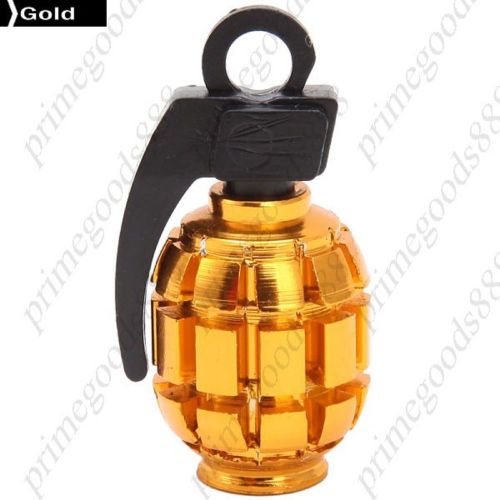4 Universal Cool Cap  Grenade Shaped Motorcycle Tire Valve Cover Caps Gold