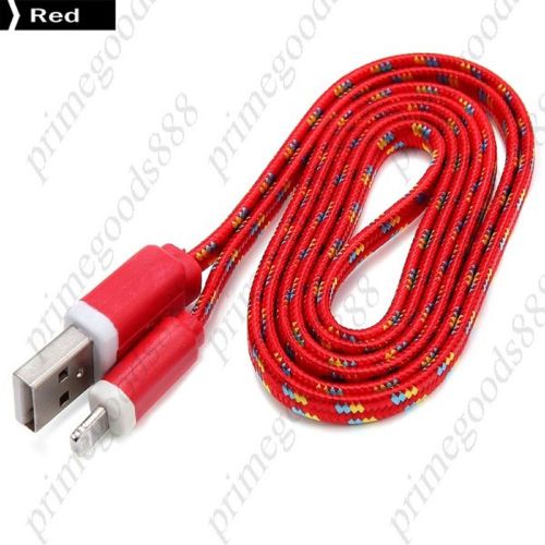 1m Braided Noodle Cord Lightning Charge Data Sync Cable Charger Chargers Red