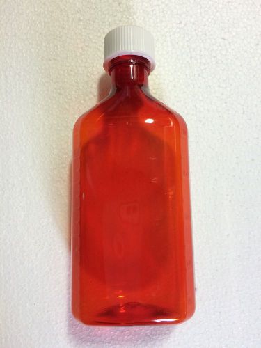 Kerr 8 oz amber plastic graduated oval bottles child resistant caps lot of 5 for sale