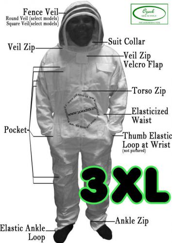 [3XL] Ozark Full Bee Suit Pest Control Animal Handling Beekeeping Beekeeper Suit