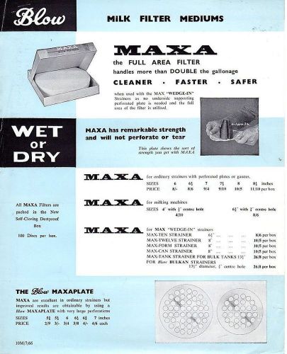 Blow Milk Filter Mediums &amp; Strainers Leaflet 1966 932E