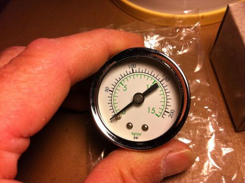 Pressure gauge chrome 1.5 inch - 1/8 inch 0-200 psi (new) model: psb-20-a-chrome for sale