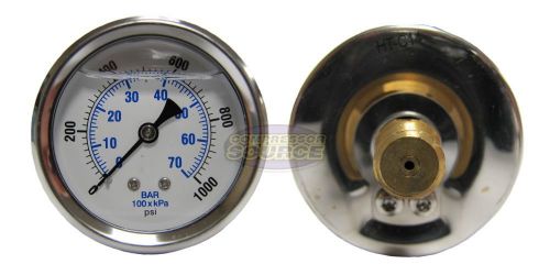 Liquid filled 1000 psi air pressure gauge w/ 2.5&#034; face back mount 1/4&#034; npt for sale