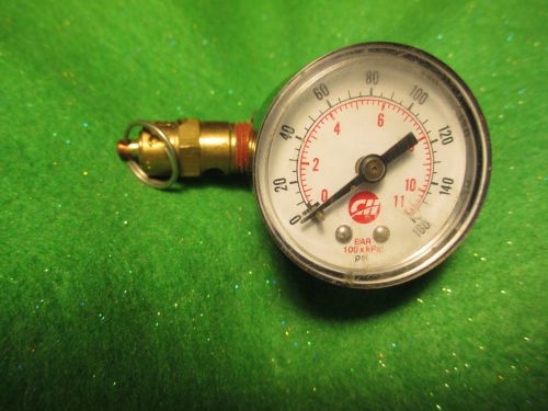 Air pressure gauge 1 1/2&#039; diameter 160 lbs with safety valve