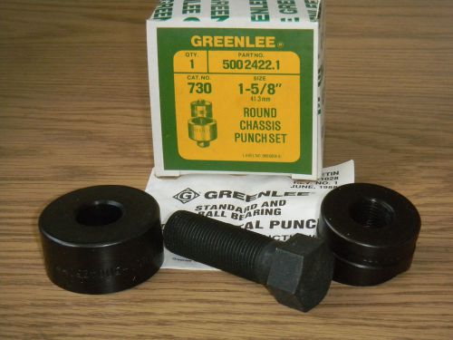 GREENLEE Model 730 1 5/8&#034; Round Radio Chassis Knockout Punch #500 2422.1 -3PC