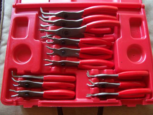 New snap on 12 pc. cushion grip handeled snap ring pliers master set for sale