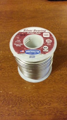 Worthington solder-safe .118inch dia. lead free silver bearing 1lb spool -new- for sale