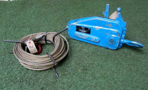 Tractel tu8 tirfor 800kg winch / hoist with wire rope and handle.. for sale