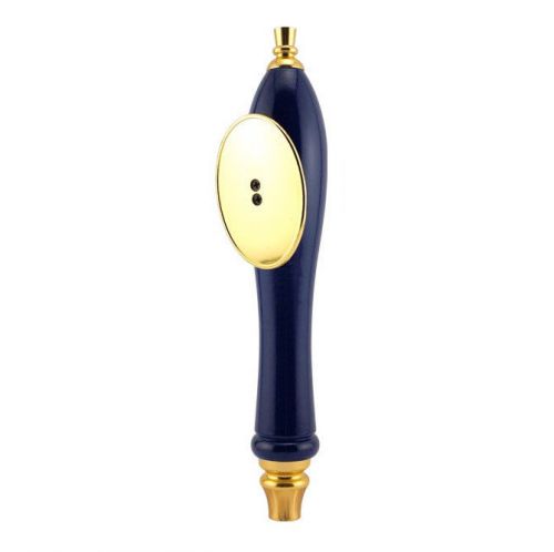 Pub Style Beer Tap Handle w/ Oval Shield - Blue - Customizable Bar Faucet Lever
