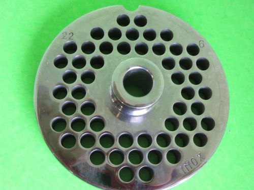 #22 x 1/4&#034; meat grinder plate  w/ hub  stainless fits hobart tor-rey lem &amp; more for sale