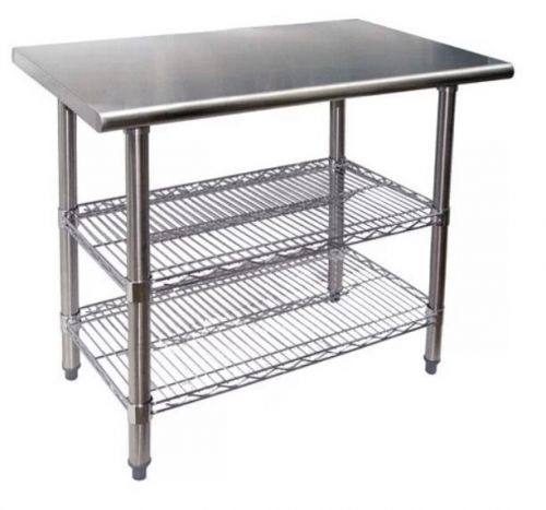 Stainless steel work table 24 x 24 w/2 adjustable 18x18 chrome wire undershelf for sale