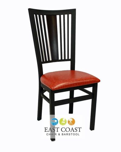 New Steel City Metal Restaurant Chair with Black Frame &amp; Orange Vinyl Seat