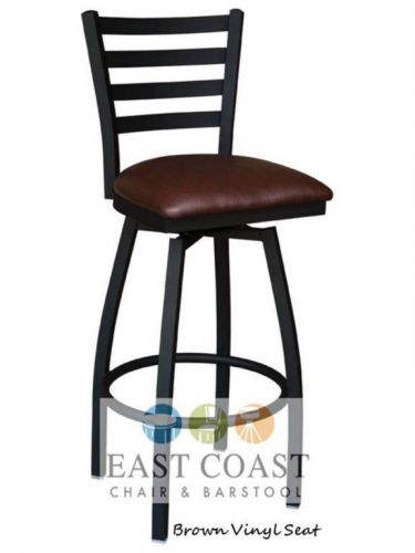 New gladiator commercial ladder back metal swivel bar stool w/ brown vinyl seat for sale