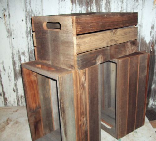 Antique Primitive Reclaimed Wood BarnWood Crate Shelf Rustic Urban Decor Wooden