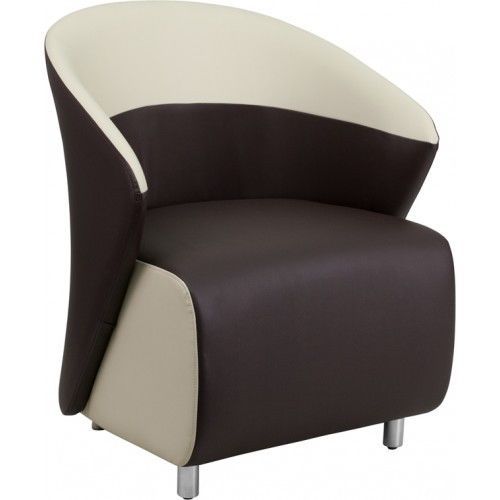 Flash furniture zb-8-gg dark brown leather reception chair with beige detailing for sale