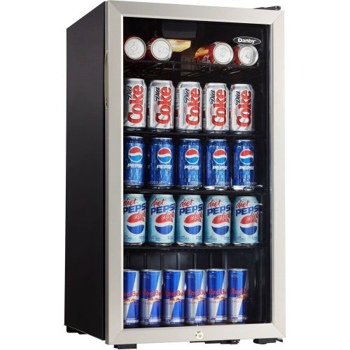 Countertop Locking Glass Door Beverage Refrigerator - Display Cooler Mini Fridge