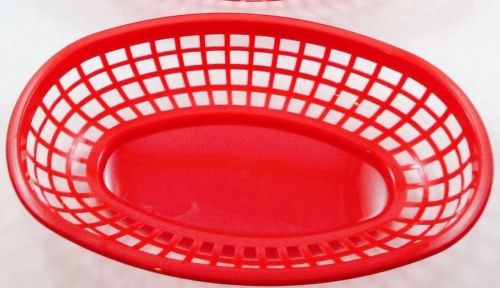 30 Red Plastic Burger &amp; Fries Baskets 9 x 6 inches