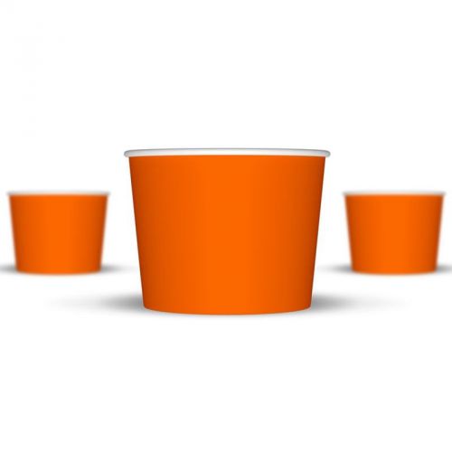 20 oz Orange Paper Ice Cream Cups - 600 / Case