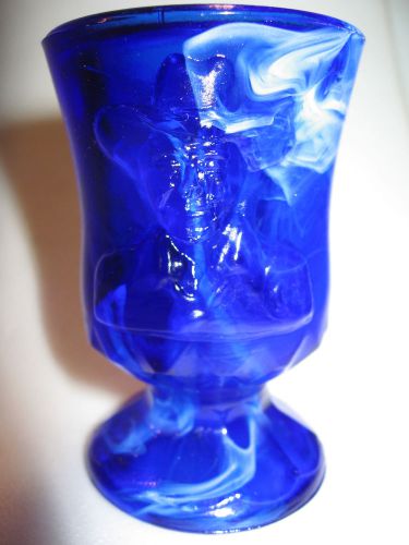 Cobalt blue slag glass tabletop toothpick match holder hopalong cassidy pattern