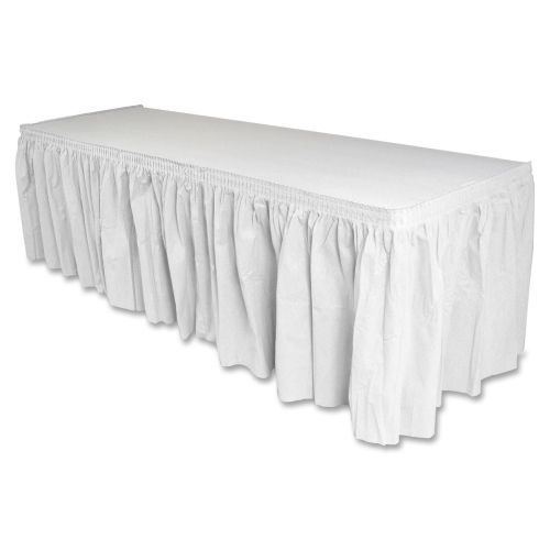 Genuine Joe Linen-like Table Skirts  - 1Each - Linen, Polyester - White
