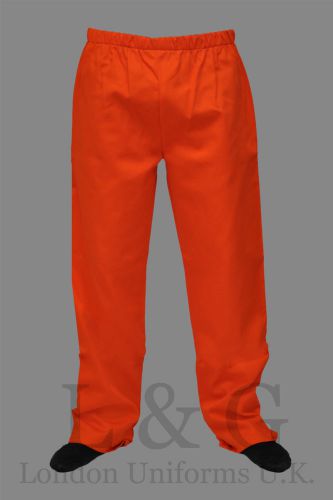 Orange Chef trousers 100% cotton Sides pockets+back pock+elst.waist pull cord