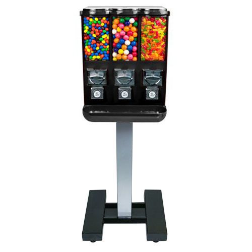 Triple time gumball and candy vending machine black for sale