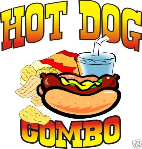 Hot Dog Combo Restaurant Concession Cart Food Decal 14&#034;