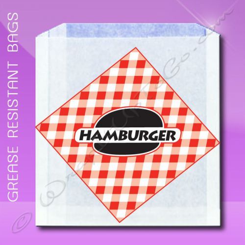 Grease Resistant Sandwich Bags – 6 x 3/4 x 6-1/’2 – Printed Hamburger