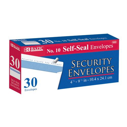Bazic #10 self-seal security envelope (30/pack), case of 24 for sale