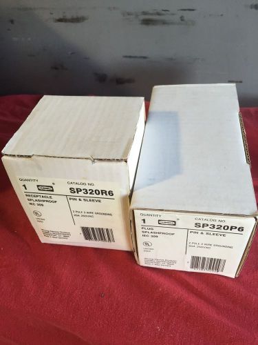 Hubbell sp320r6 and sp320p6 pin and sleeve 20a 250v receptacle and plug - new! for sale