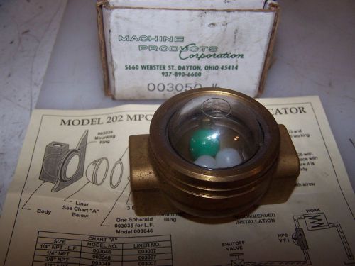 NEW MACHINE PRODUCTS 1/2&#034; NPT BRASS VISUAL FLOW INDICATOR MPC MODEL 202