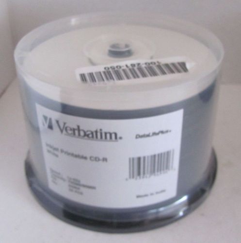Verbatim 94904 CD-R, 52X Speed, 700MB/80Min, Inkjet Printable White, 50/PK