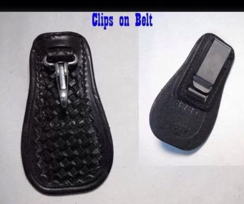 Chromed shoemaker clip on leather police duty key ring fob flap holder for sale