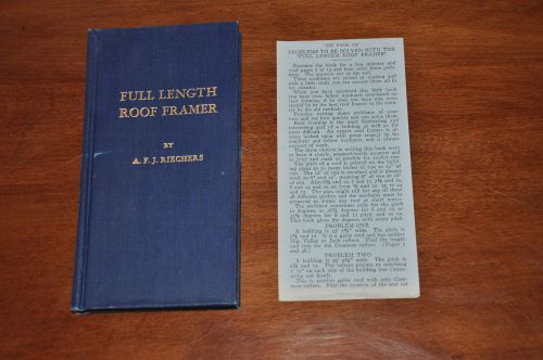 Full Length Roof Framer book by A F J Riechers c-1969